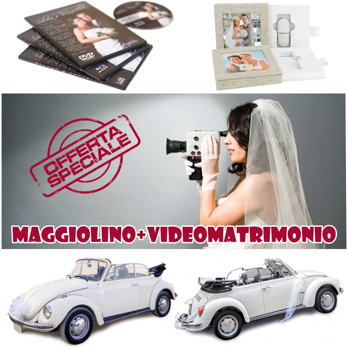 Pacchetto promozione Maggiolone cabrio + video matrimoniale HD