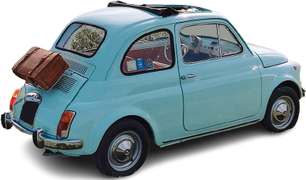 Fiat 500 celeste chiaro noleggio in Umbria