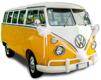 Noleggio pulmino t1 Volkswagen giallo ocra sposi cerimonie 