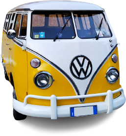 Rental yellow bus Volkswagen in Umbria and Tuscany
